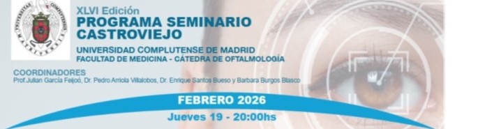 El próximo jueves 19 de febrero , dentro del Programa Castroviejo, el Dr. Juan Durán de la Colina realizará la conferencia prncipal: Erosión corneal recidivante